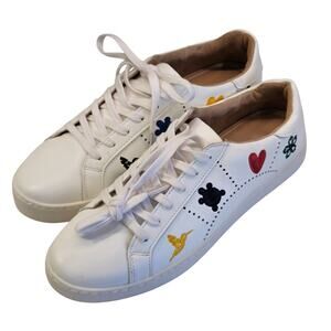 Jack Rogers Kennedy White Leather Sneaker Embroidered Womens Size 9